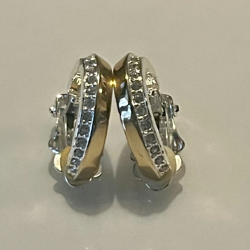 Givenchy Gold-Tone Vintage Hoop Earrings Crystals – COA Included - Picture 5 of 16